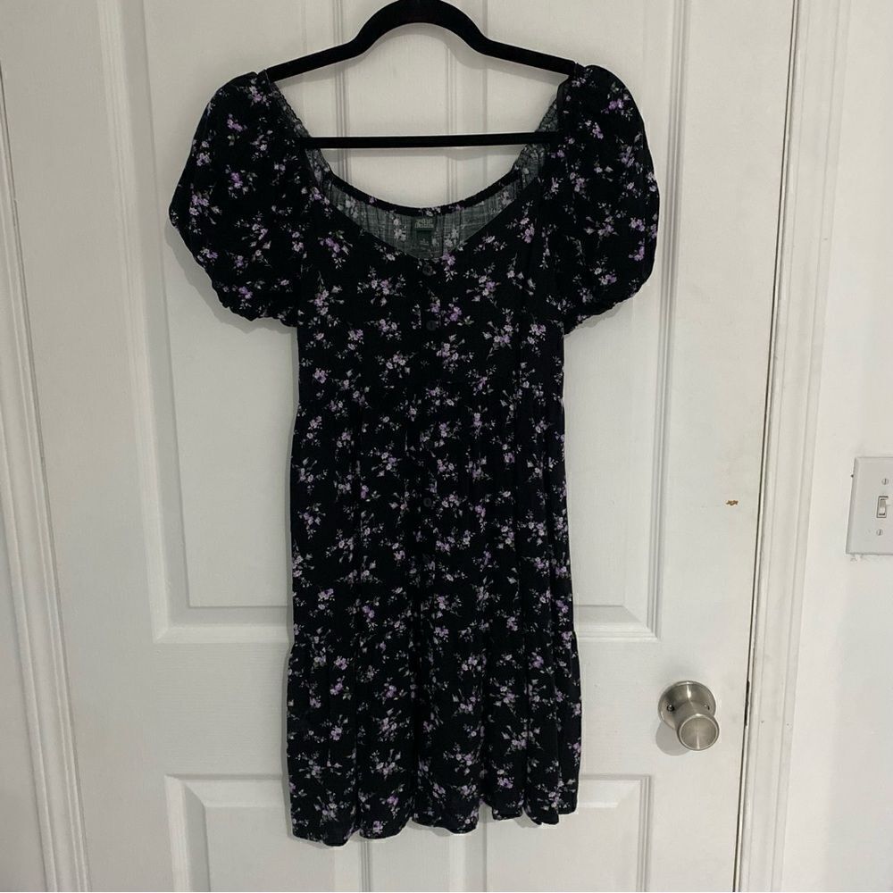 Wild Fable Dainty Floral Rayon Off the Shoulder Button Front Mini Dress Sz Small